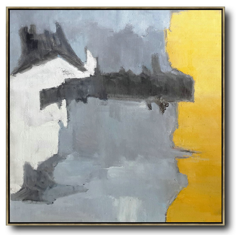 Large Abstract Art Handmade Painting,Oversized Contemporary Art,Hand Painted Original Art Yellow,Grey,White,Black